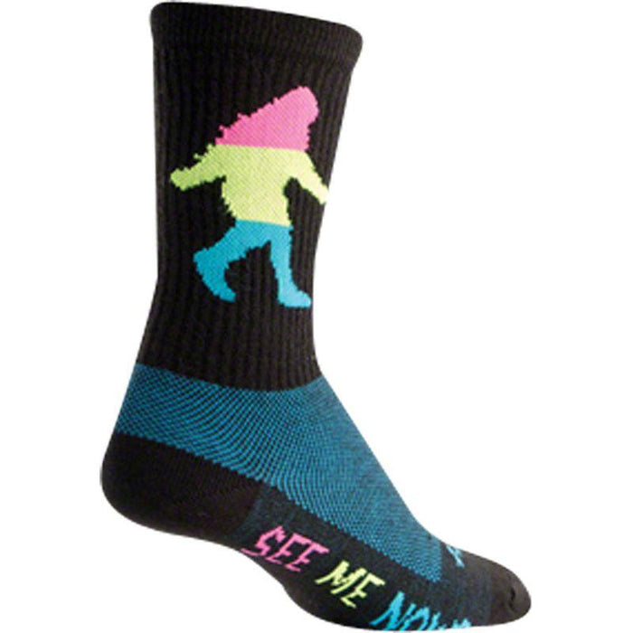 SockGuy Wool Neon Sasquatch Socks - 6 Black Small/Medium