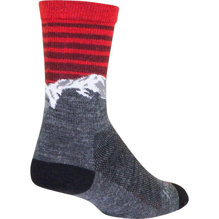 SockGuy Summit Wool Socks - 6 Gray/Red/White Small/Medium