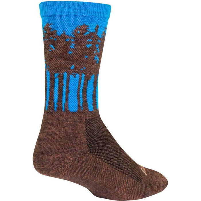 SockGuy Treeline Wool Socks - 6 Brown/Blue Small/Medium