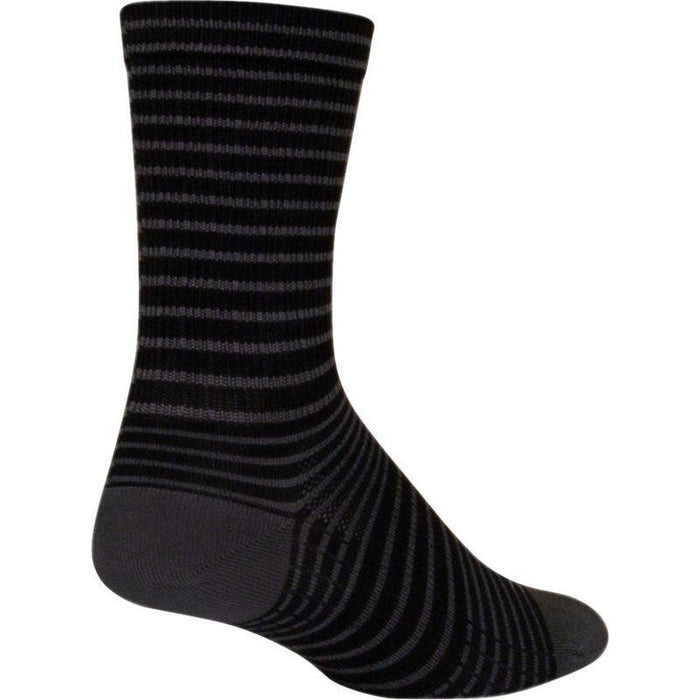 SockGuy SGX Black Stripes Socks - 6 Black Small/Medium