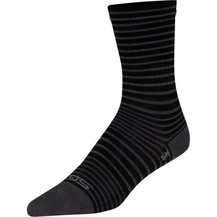 SockGuy SGX Black Stripes Socks - 6 Black Large/X-Large