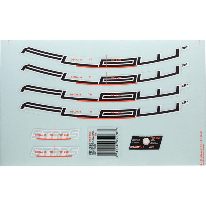 Stans No Tubes Flow CB7 Rim Decal set