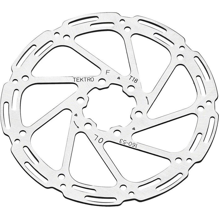 Tektro TR160-53 Disc Rotor - 160mm 6-Bolt 1.8mm Thickness For 4-Piston Calipers Silver