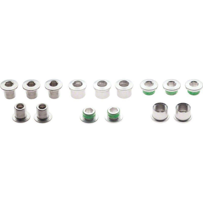 TruVativ Aluminum Chainring Bolt Set for Double plus Inner Silver 10 hex bolts and 5 hex nuts
