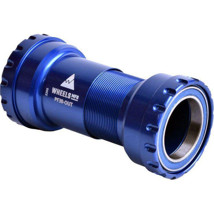 Wheels Manufacturing PF30 Outboard Bottom Bracket - For 30mm Spindle ABEC-3 Bearings PressFit Thread Together Blue