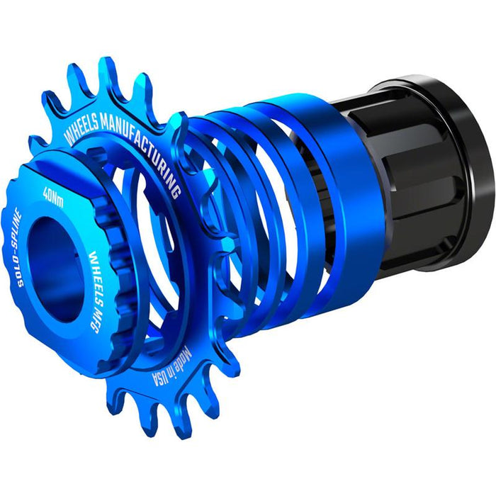 Wheels Manufacturing SOLO-SPLINE Micro Spline Single Speed Conversion Kit - 18t For Shimano Micro Spline Hub Bodies Blue