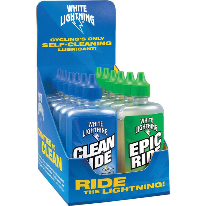 White Lightning Clean Ride and Epic Ride Bike Chain Lube - 4oz Drip Box of 12