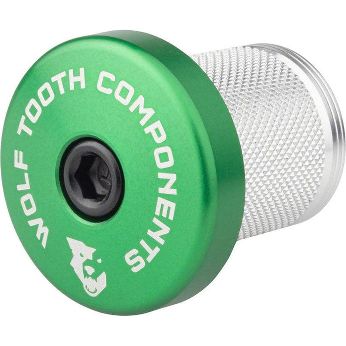 Wolf Tooth Compression Plug with Integrated Spacer Stem Cap Green