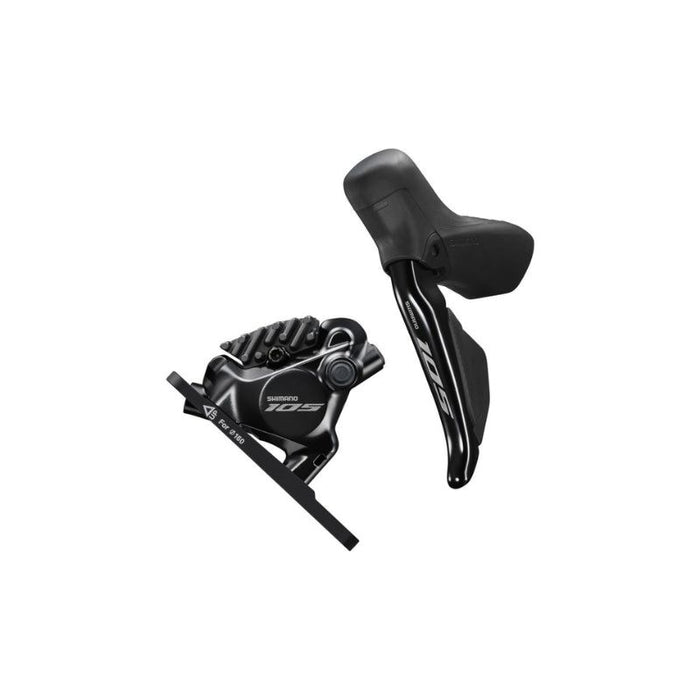 Shimano 105 St-R7170-L Di2 Shift/Brake Lever With Br-R7170 Hydraulic Disc Brake Caliper - Front 2X Flat Mount With Fork Adaptor Black Bicycle Shifter Levers
