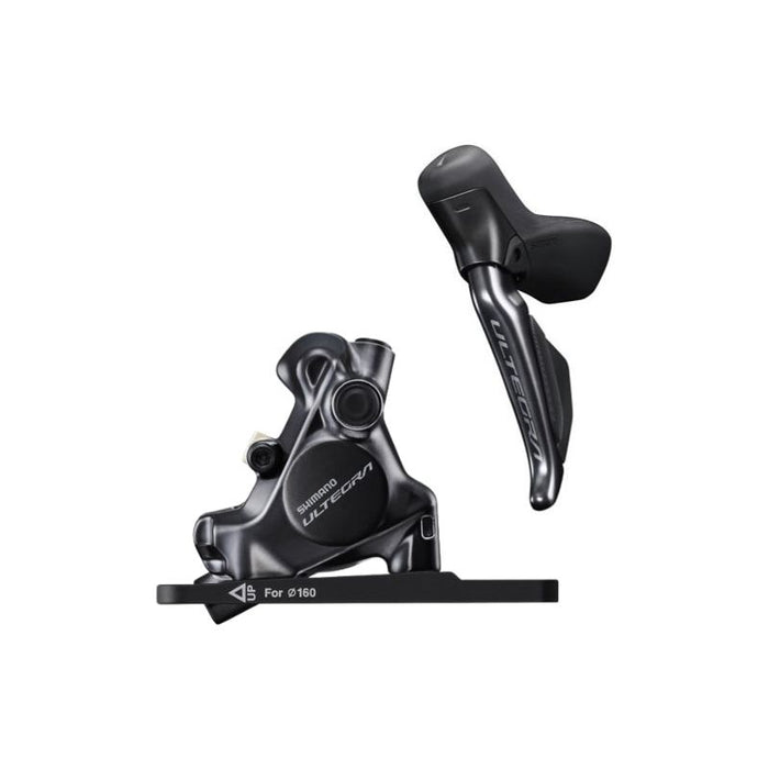 Shimano Ultegra St-R8170E Di2 Shift/Brake Lever With Br-R8170 Hydraulic Disc Brake Caliper - Left/Front 2X Flat Mount Black Bicycle Shifter Levers