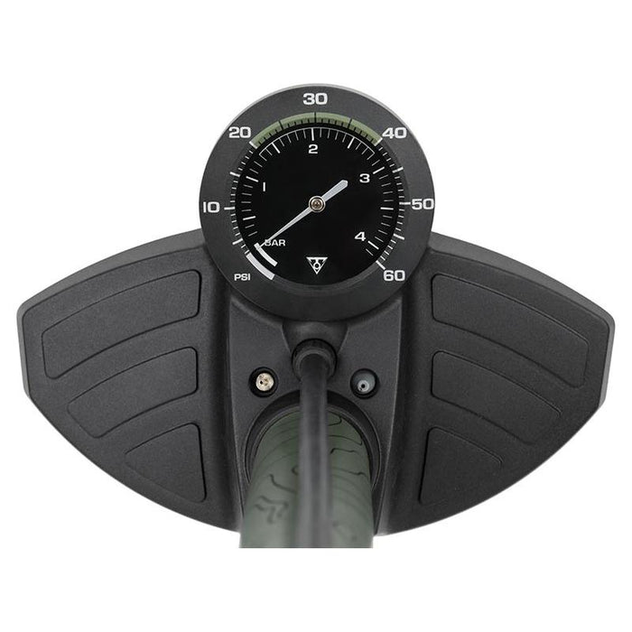 Topeak Joeblow Mountain II Floor Pump - Steel Barrel / Plastic Base 3.5 Gauge 60 Psi /4 Bar Twinhead