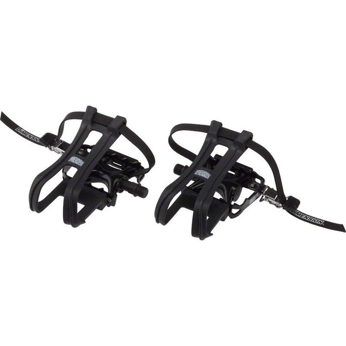 Dimension Compe Combo Pedals/Toe Clip Combo - Aluminum 9/16 Black