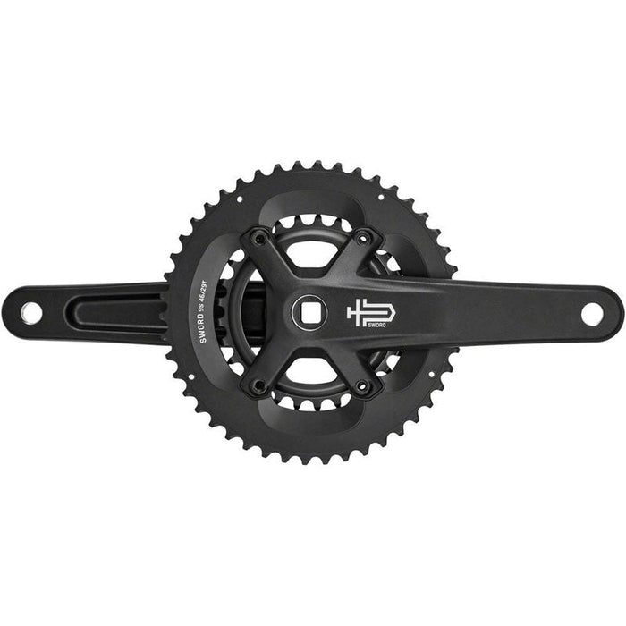 microSHIFT Sword Black 2x Crankset - 175mm 9-Speed 46/29t 110/80 Asym BCD JIS Square Taper Spindle Interface Black