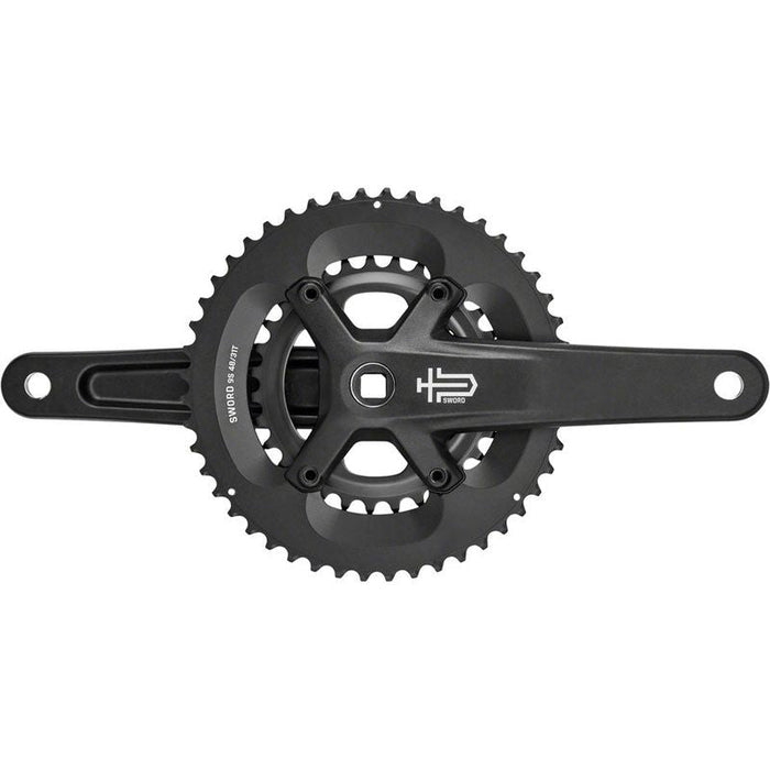 microSHIFT Sword Black 2x Crankset - 165mm 9-Speed 48/31t 110/80 Asym BCD JIS Square Taper Spindle Interface Black