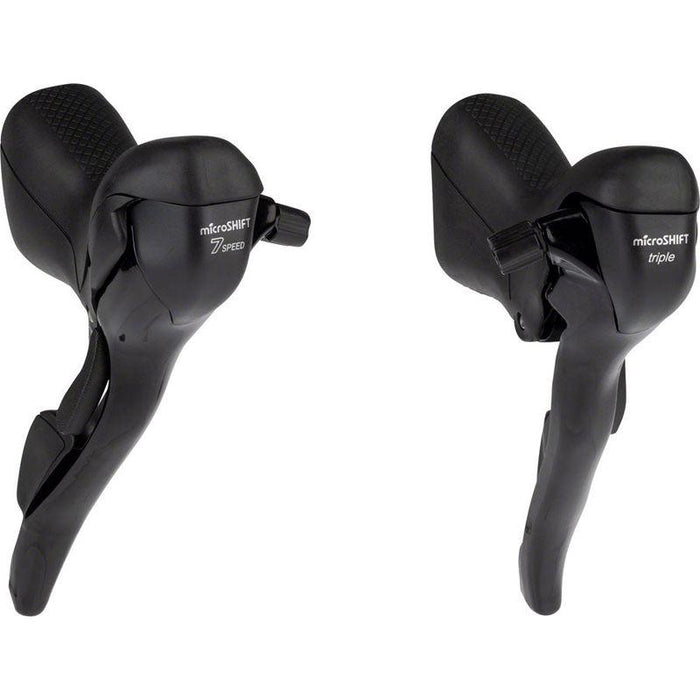 microSHIFT R7 Drop Bar Shift Lever Set - 3 x 7-Speed Standard Reach Shimano Compatible Black