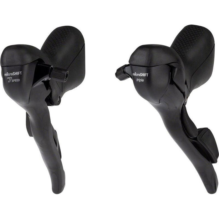 microSHIFT R7 Drop Bar Shift Lever Set - 3 x 7-Speed Standard Reach Shimano Compatible Black