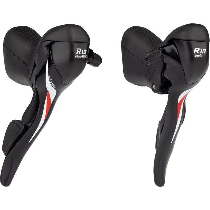 microSHIFT R10 Drop Bar Shift Lever Set - 3 x 10-Speed Shimano Compatible Black