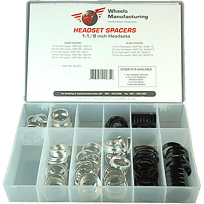 Wheels Manufacturing Aluminum Headset Spacer Kit - 1-1/8 Assorted 105pcs Silver
