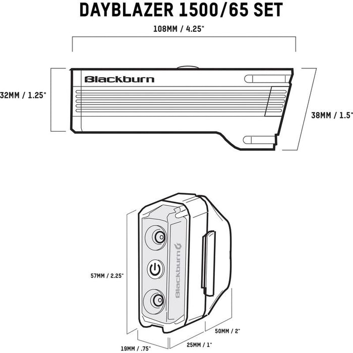 Blackburn Dayblazer 1500 Front + Dayblazer 65 Rear Light Set Bicycle Lights
