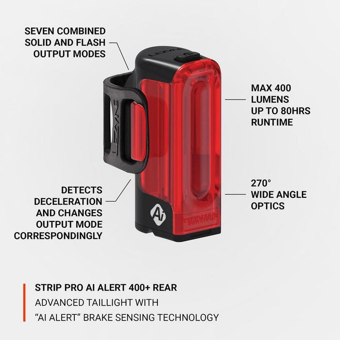 Lezyne,Strip Drive Pro Ai Alert 400+ Tail Bicycle Lights