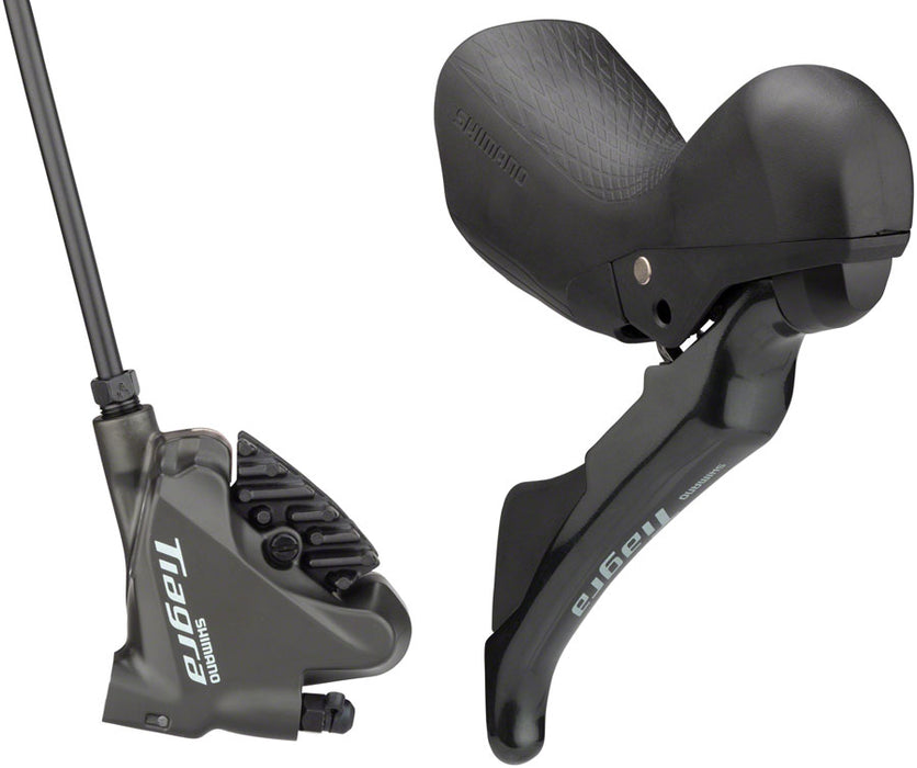 Shimano Tiagra ST-4720/BR-4770 Mechanical Shift/Hydraulic Brake Lever and Caliper - Rear Flat Mount Finned Resin Pads Black