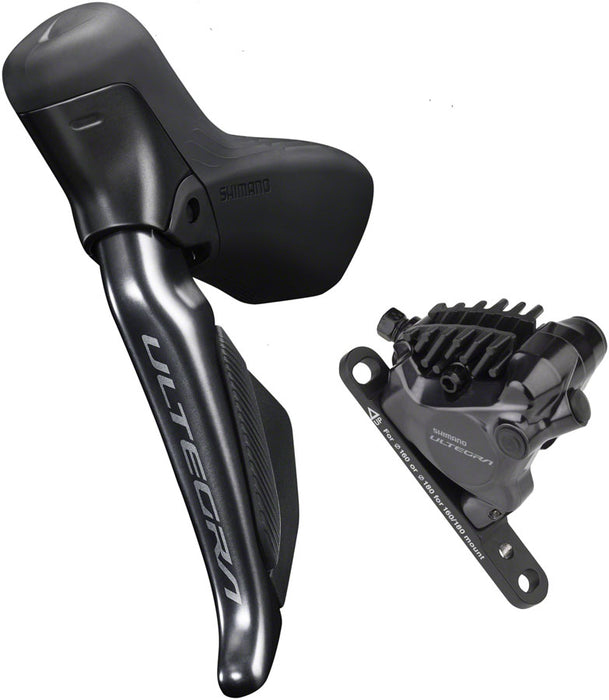 Shimano Ultegra ST-R8170F Di2 Shift/Brake Lever with BR-R8170 Hydraulic Disc Brake Caliper - Left/Front 2x Flat Mount Black
