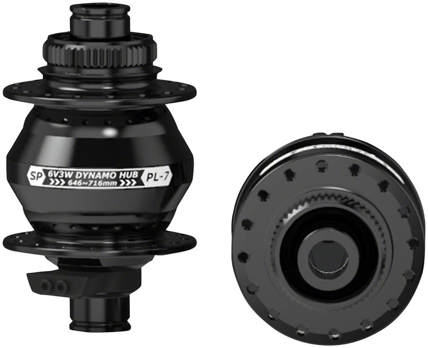 SP 7 Series Dynamo Front Hub - PL-7  6V 3W 12 x 100mm Centerlock 32H Black