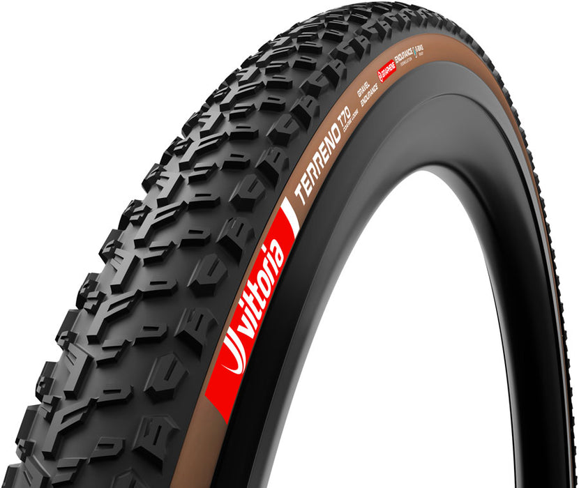 Vittoria Terreno T70 Coarse Loose Tire - 700 x 45 Tubeless Folding Black/Brown Gravel Endurance Graphene G2.0