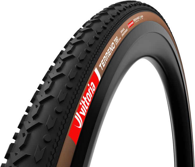 Vittoria Terreno T80 Coarse Loose Tire - 700 x 45 Tubeless Folding Black/Brown Gravel Endurance Graphene G2.0
