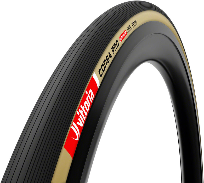 Vittoria Corsa Pro Tire - 700 x 26 Clincher Folding Black/Tan Graphene + Silica G2.0