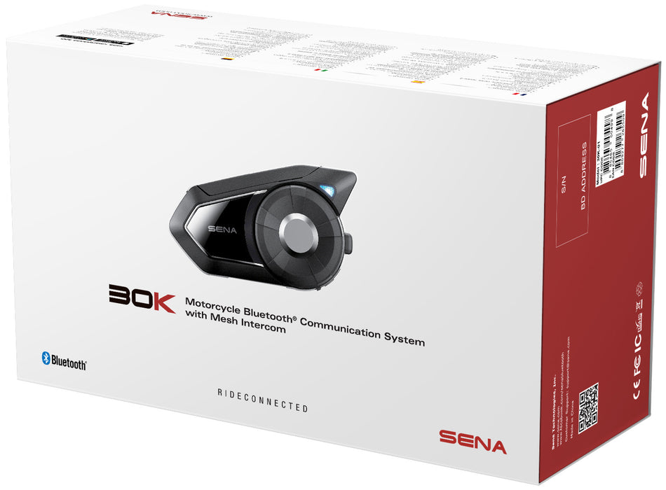 SENA 30k Bluetooth Communication System Single Motorcycle Audio/Visual/Communication