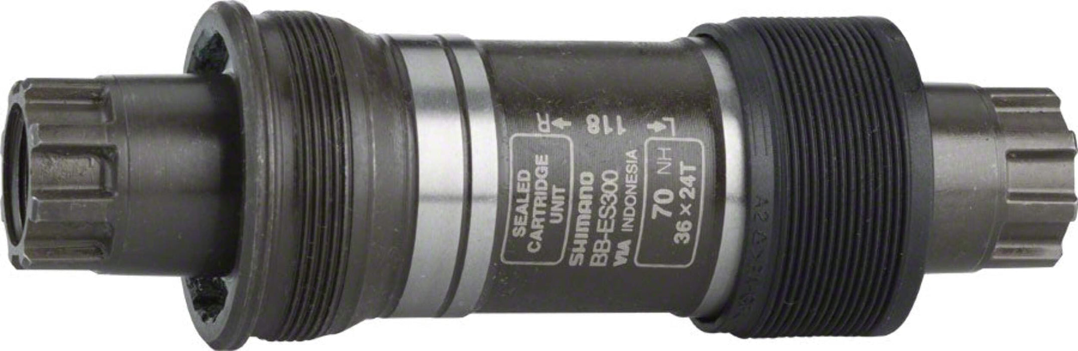 SHIMANO BOTTOM BRACKET, BB-ES300, SPLINED/HOLLOW-TYPE AXLE, ITALIAN 70MM-118, W/O FIXING BOLT
