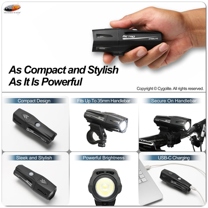 Cygolite Metro Plus USB Headlight and HotShot Pro Headlight/Taillight Set Bicycle Lights
