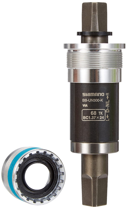 SHIMANO MTB DOUBLE WITH CHAINCASE BOTTOM BRACKET, BB-UN300-K, SPINDLE: SQUARE TYPE, SHELL: BSA 68MM, SPINDLE: 122.5MM (LL123), W/O FIXING BOLT, W/ 0.7MM SPACER