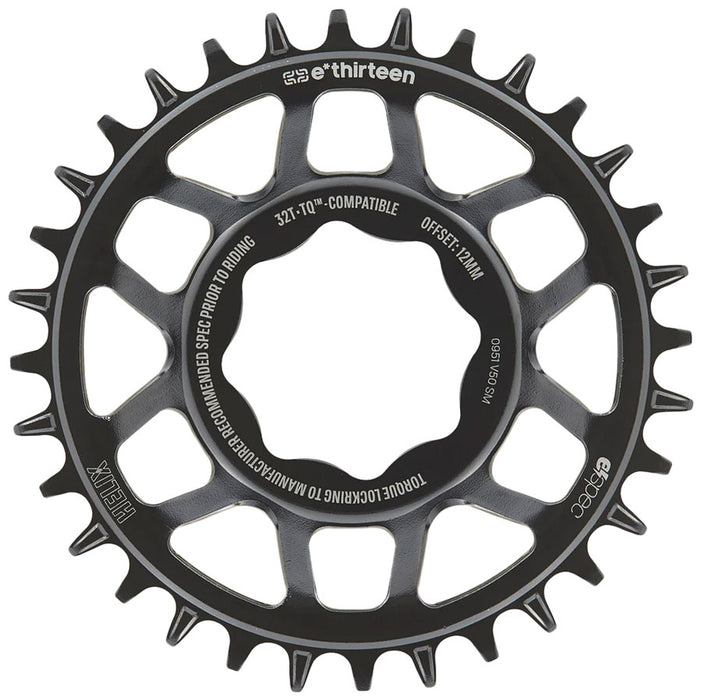e*thirteen Helix Core e*spec  Chainring 32T TQ HPR50 Direct Mount 55mm Chainline 12mm Offset Shimano/Sram 11/12s Compatible Black