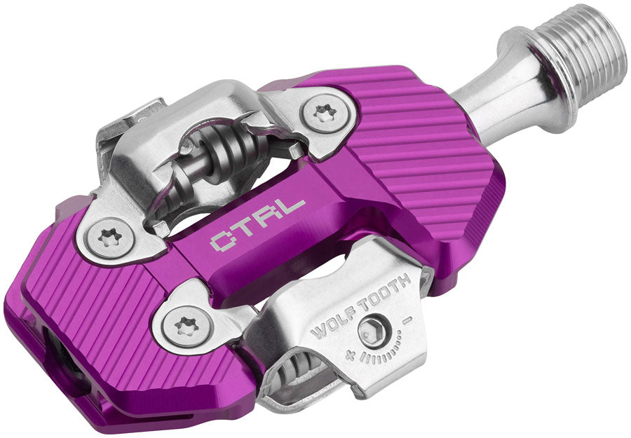 Wolf Tooth CTRL Trail Clipless Pedals - Dual Sided Clipless Alloy 9/16 Ultraviolet Purple Pair Shimano SPD