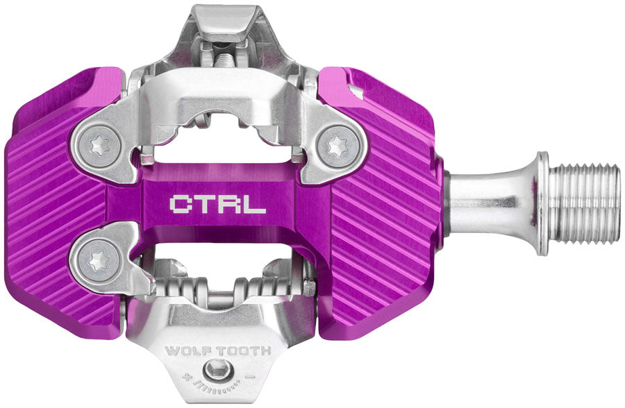 Wolf Tooth CTRL Trail Clipless Pedals - Dual Sided Clipless Alloy 9/16 Ultraviolet Purple Pair Shimano SPD