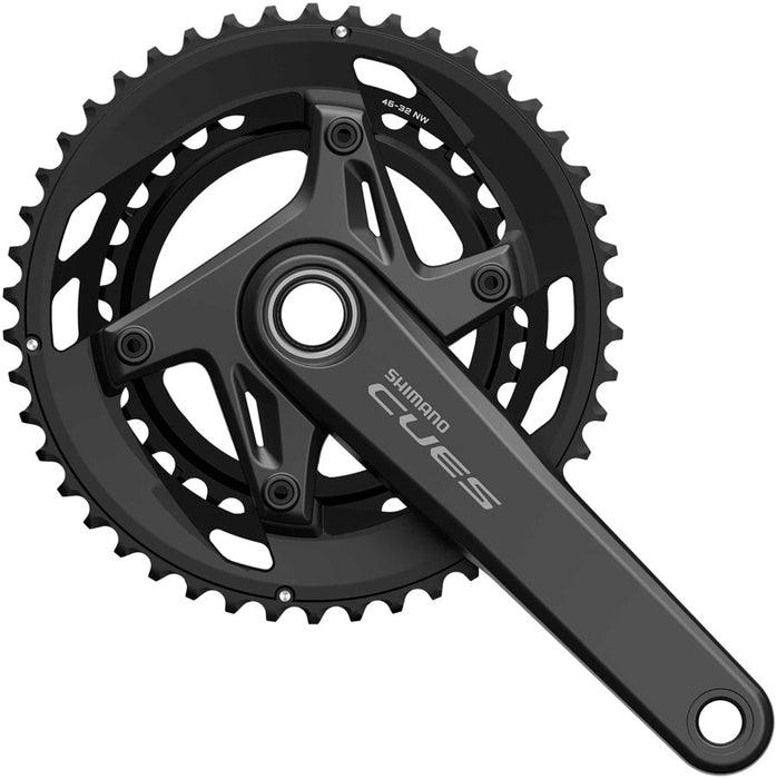Shimano CUES FC-U6040-2 Crankset - 175mm 9/10-Speed 50/34t Asymmetric 110 BCD Hollowtech II Crankarms Black