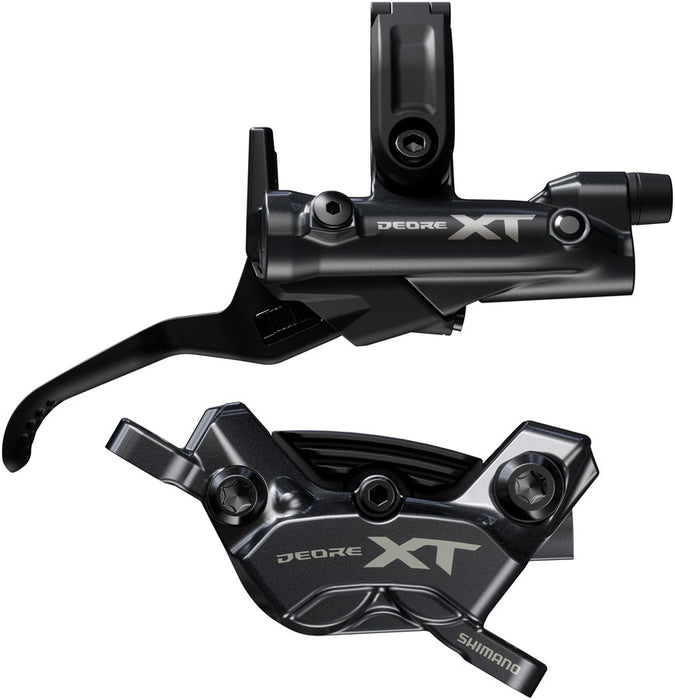 Shimano Deore XT BR-M8220 Disc Brake and BL-M8200 Lever - Right/Rear Post Mount 4-Piston Caliper SM-BH90-SBM Hose Fin Metal Pads Black