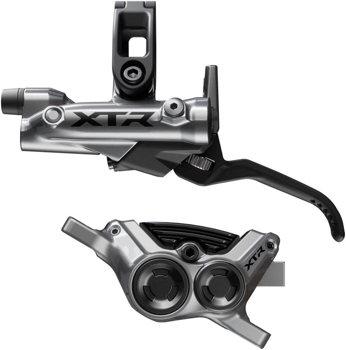 Shimano XTR M9220 Enduro Disc Brake and Lever - Left/Front Post Mount 4-Piston Caliper SM-BH90-SBM Hose Finned Metal Pads Gray