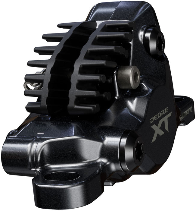 Shimano Deore XT BR-M8200 XC Disc Brake Caliper - Front or Rear Post Mount 2-Piston Includes J04C-MF Finned Metal Pads Black