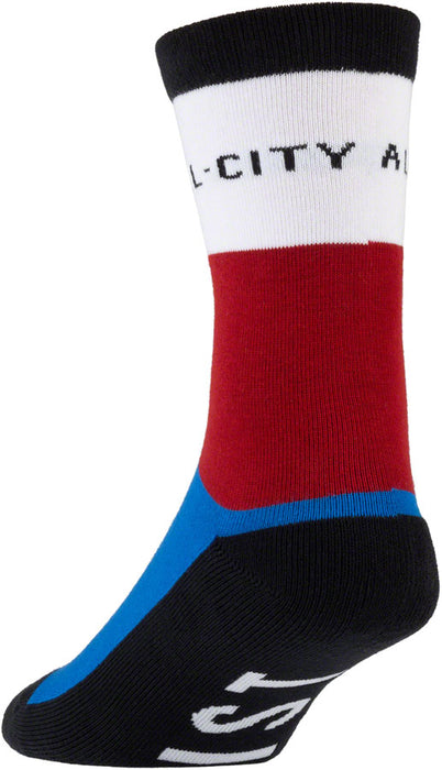 All-City Parthenon Party Sock - White Red Blue Black Small/Medium