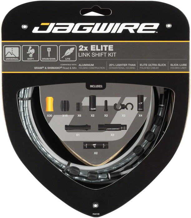 Jagwire 2x Elite Link Shift Cable Kit SRAM/Shimano with Polished Ultra-Slick Cables Ltd. Gray