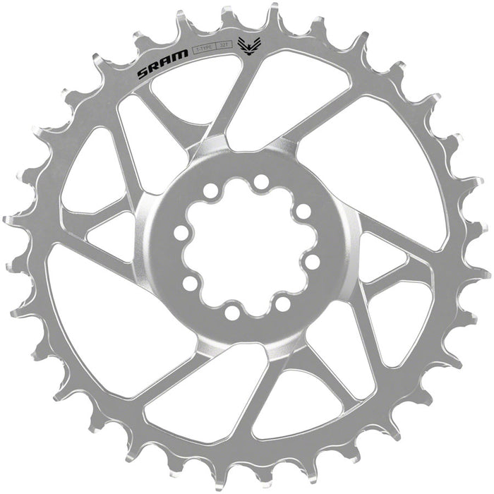 SRAM Eagle 90 T-Type Direct Mount Chainring - 32t 12-Speed 8-Bolt Direct Mount 3mm Offset Steel Silver