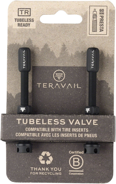 Teravail Alloy Tubeless Valves - Pair 60mm Matte Black