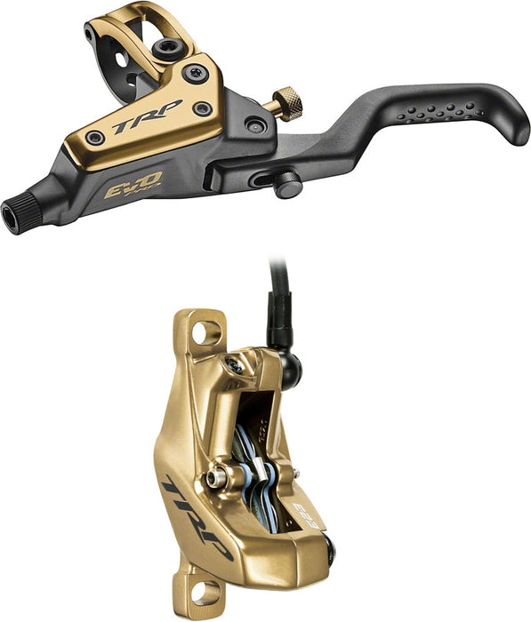 TRP EVO Pro HD-M9040 Disc Brake and Lever - Left/Front or Rear 1900mm Hose Post Mount 4-Piston Gold
