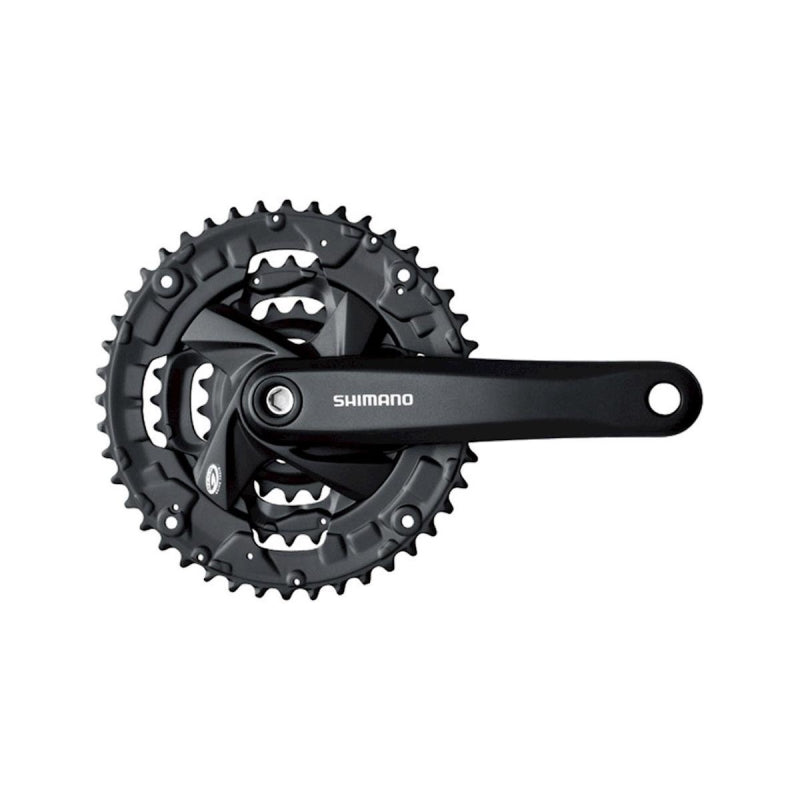 SHIMANO FRONT CHAINWHEEL, FC-M371-L, FOR REAR 9-SPEED, 175MM, 48X36X26T W/CHAIN GUARD(INTEGRATED TYPE), CHAIN CASE COMPATIBLE, BLACK W/FIXING BOLT, SHIMANO LOGO