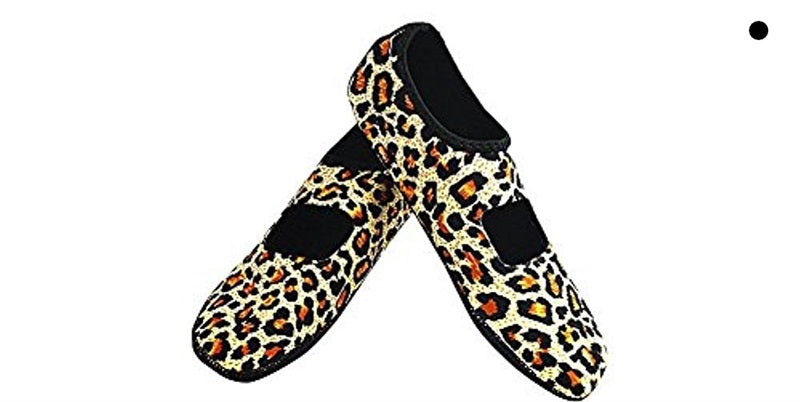 Nufoot Womens Mary Janes Leopard Small