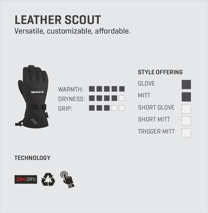 Dakine Leather Scout Gloves Carbon Medium