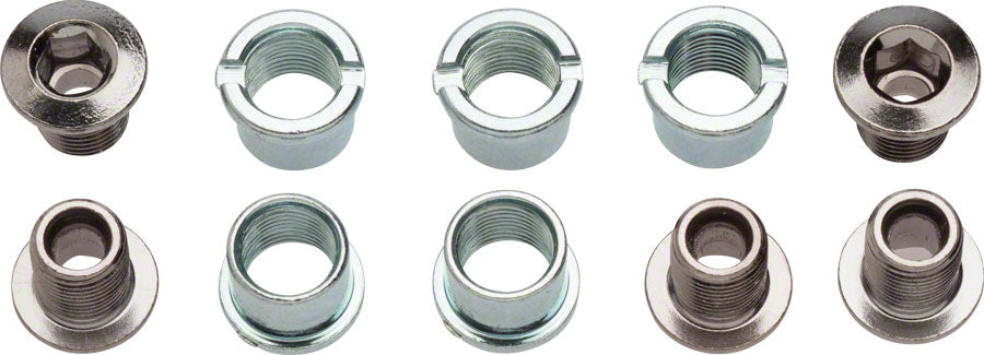 Sugino 5-Bolt Chainring Set - Chrome Plated Bicycle Chainring Bolts